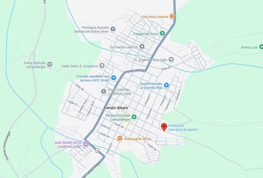 Mapa de ubicación de la Institución Educativa Ecopetrol